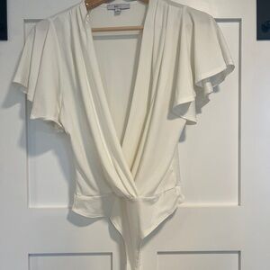 Stylish White Draped Blouse